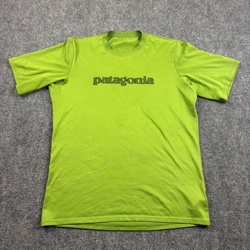 PATAGONIA Mens Green Short Sleeve Athletic Logo Shirt size: Medium